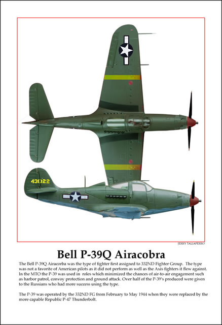 "Bell P-39Q Airacobra" Tuskegee Airmen Print by Jerry Taliaferro